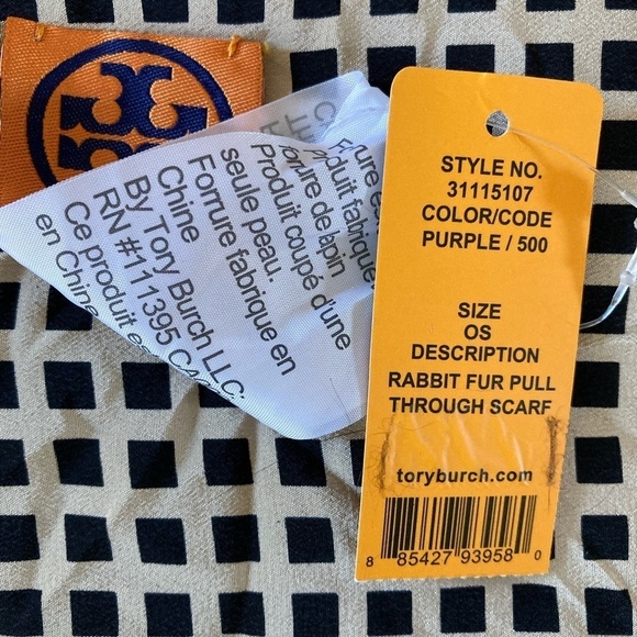 Tory Burch Rabbit Fur Pull Through Scarf NWT in Majestic Purple - Picture 6 of 10